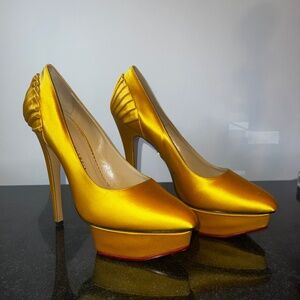 Charlotte Olympia Paloma shoes yellow gold